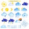 Watercolor icons weather forecast