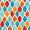 Watercolor ikat seamless pattern. Vibrant ethnic rhombus .