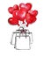 Watercolor illustation. Gift bags with heart-shaped balloons. Valentine`s day card