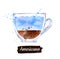 Watercolor illustration of Americano coffee