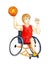 Watercolor illustration of a Backetball wheelchair Paralympic sport.