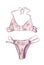 Watercolor illustration, bathing suit pair isolated on white background.