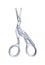 Watercolor illustration of beautiful needlework scissors. Stork-shaped scissors