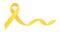 Watercolor illustration of beautiful waving ribbon in bright yellow colour.