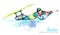 Watercolor illustration. Biathlon. Cross-Country Skiing. Disability snow sports. Disabled athlete shoots from a rifle