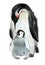 Watercolor illustration of bird penguin and baby in white background.