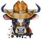 Watercolor illustration of black bull with white spot in a cowboy hat