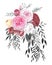 Watercolor illustration of bouquet with garden roses.