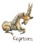 Watercolor illustration of Capricorn