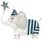 Watercolor illustration, cartoon elephant in pajamas with star isolated on white background. For various kids products.