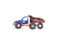 Watercolor illustration.children's toy dump truck with blue cab. Isolated on a white background