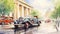 Watercolor Illustration Of Classic Mercedes-benz 540k In Berlin