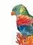 Watercolor illustration of colorful small parrot