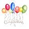 Watercolor illustration -- Congratulation with balloons