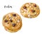 Watercolor illustration of cookies dessert close up. Design template for packaging, menu, postcards.