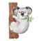 Watercolor illustration with cute koala. Exotic australian animal, isolated. Cartoon exotic jungle print, summer art