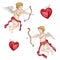 Watercolor illustration of cute little angels cupids