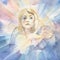 watercolor illustration depicting an angel. Handmade painting