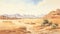 Watercolor Illustration Of Desert Scenery In Saudi Arabia