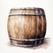 Watercolor Illustration Of A Detailed Wooden Barrel