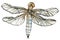 Watercolor illustration of dragonfly with a pastel color, blue with brown, sketch isolated on a white background