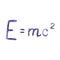 Watercolor illustration drawn with formula. The famous formula E mc2. Formula expressing the equivalence of mass and