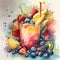 watercolor illustration fruit smoothie