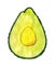 Watercolor illustration: Half of avocado with seed