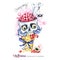 Watercolor illustration. Halloween holidays card. Hand painted waffle cone, skull with brains and worms. Funny ice cream