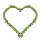 Watercolor illustration heart-shaped bamboo frame with jute rope and leaves. Green bamboo, stems. For decoration, decor