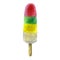 Watercolor illustration, ice cream. Ice cream on a stick, fruit ice, red, green, yellow and white. Summer image