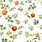 Watercolor illustration of leaf and apple, seamless pattern