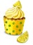 Watercolor Illustration of lemon cupcake