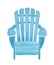 Watercolor illustration of light blue wooden deckchair.