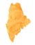 Watercolor illustration of Maine State Silhouette in positive orange color.