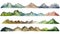Watercolor Illustration of Mountains Collection Set, Isolated on White Background, Watercolor Clipart for Landscape Design
