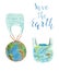 Watercolor illustration no plastic concept set, earth in plastic bag