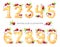 Watercolor illustration of numbers from zero to nine. Sweet tasty mathematical symbols. Set of decorative cake with