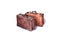 watercolor illustration of an old leather brown suitcase, vintage, retro. Isolated