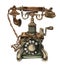 Watercolor illustration of old rusty green telephone.An old rusty enamel element. Hand drawn in watercolor on a white background.