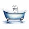 Watercolor Illustration Of An Old Style Bathtub