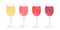 Watercolor illustration pack of different types of wine in classic glasses.