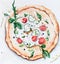 Watercolor illustration pizza with cheese