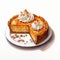 Watercolor Illustration Of Pumpkin Chiffon Pie With Pecan And Gingersnap Crust