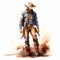 Watercolor Illustration Of A Realistic Cowboy