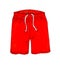 Watercolor illustration of red sports shorts with ties in the front.