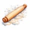 Watercolor Illustration Of Rolling Pin On White Background