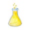 watercolor illustration school chemical flask with yellow liquid