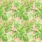 Watercolor illustration seamless pattern of tropical leaf monstera. Perfect as background texture, wrapping paper, textile or