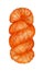 Watercolor illustration of a skein of orange yarn, skein. The wool is twisted into a ball